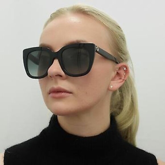 NEW GUCCI GG0163SN 001 SUNGLASSES WOMEN BLACK EYEWEAR - Picture 1 of 12